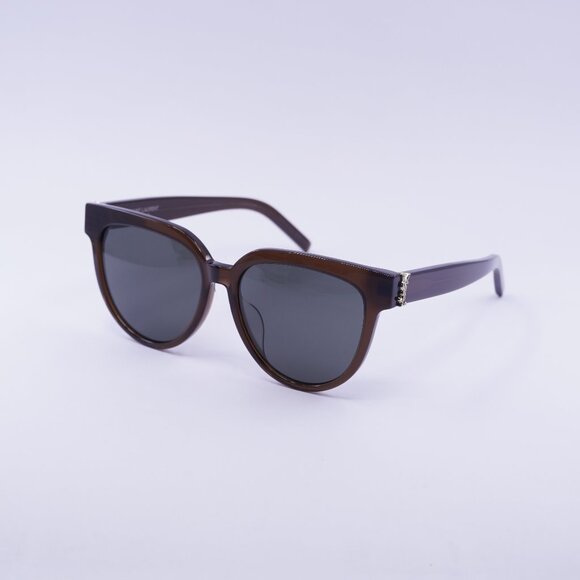 Saint Laurent SLM28/F 008 Sunglasses Brown Round Frame, Grey Lenses - Picture 1 of 10